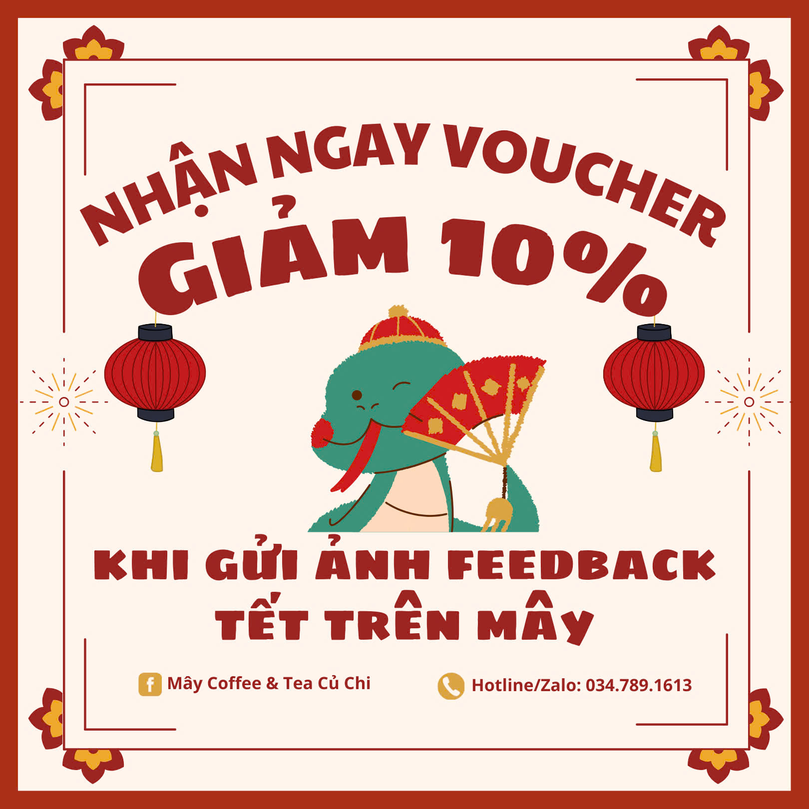 NHẬN VOUCHER GIẢM 10% KHI GỬI FEEDBACK ẢNH TẾT TRÊN MÂY